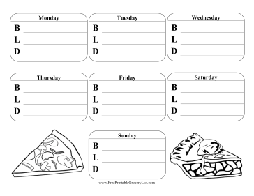 Kid Colorable Menu Planner