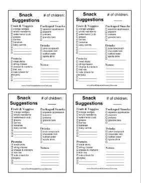 Kids Sports Snack Suggestion List