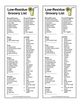 Low-Residue Grocery List