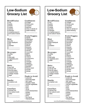 Low-Sodium Grocery List