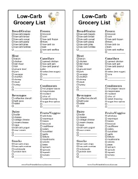 Low Carb Grocery List