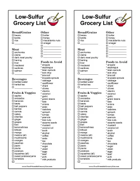 Low Sulfur Grocery List