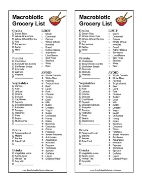 Macrobiotic Grocery List
