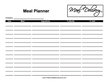 Meal Delivery Kit Meal Planner