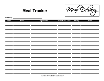 Meal Delivery Kit Meal Tracker