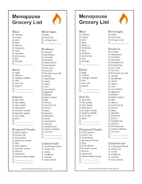 Menopause Grocery List