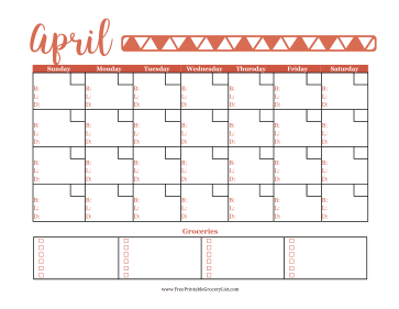 Menu Planner April