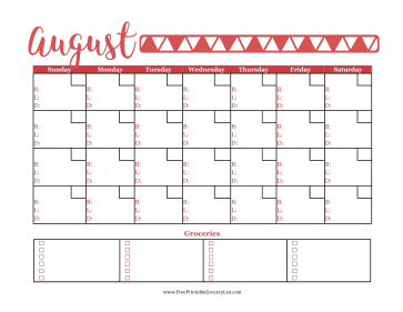 Menu Planner August