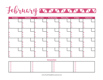 Menu Planner February