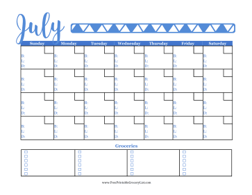 Menu Planner July