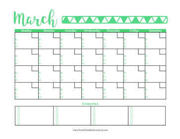 Menu Planner March