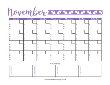 Menu Planner November