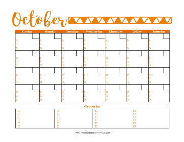 Menu Planner October