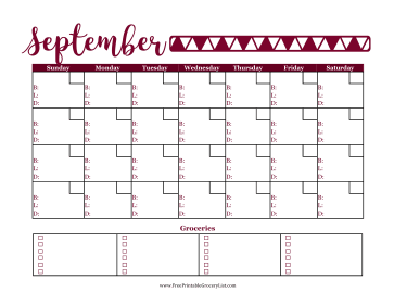 Menu Planner September