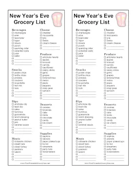 New Years Eve Grocery List