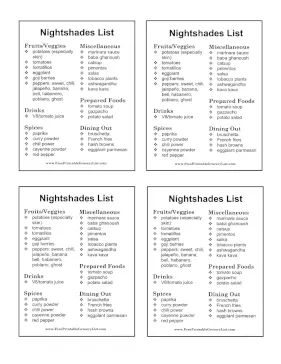 Nightshades Avoid List