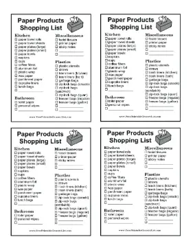 Paper Products Shopping List