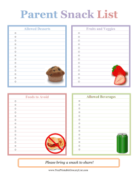 Parent Snack List