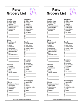 Party Grocery List