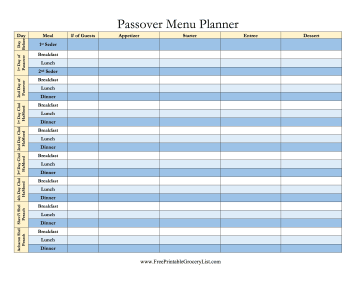 Passover Menu Planner