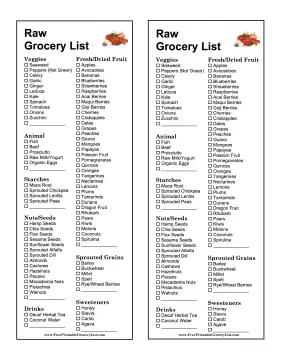 Raw Grocery List