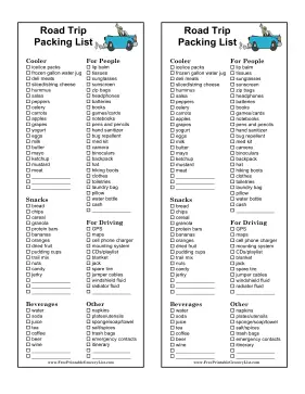 Road Trip Packing List