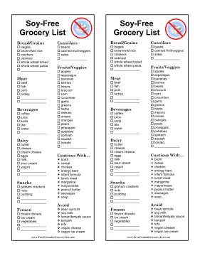 Soy Free Grocery List