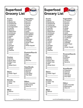 Superfood Grocery List