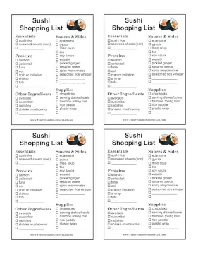 Sushi Shopping List