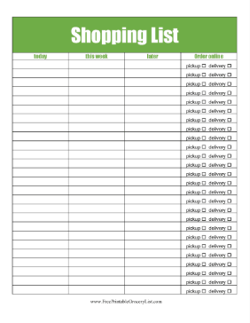 Today This Week Later Grocery List