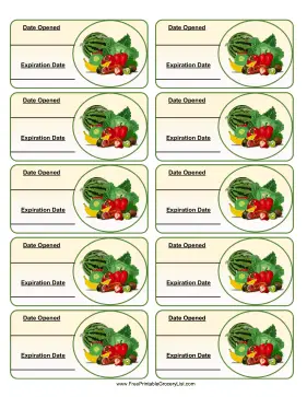 Vegetable Expiration Labels