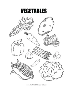 Vegetables Coloring Sheet