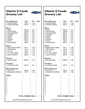 Vitamin D Grocery List