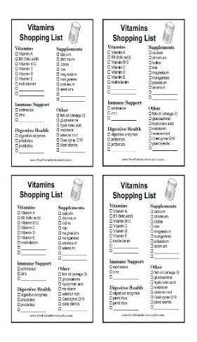 Vitamins Shopping List