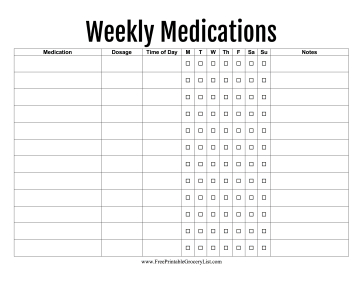 Weekly Medications Plan