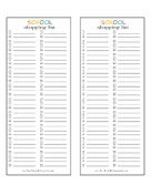 2 Blank School Shopping Lists