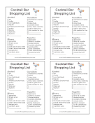 Cocktail Bar Shopping List