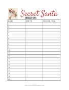 Secret Santa Matchups Sheet