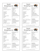 Sushi Shopping List